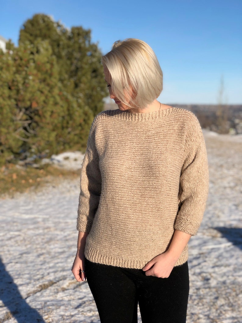 KNITTING PATTERN Crossback sweater, reversible knit sweater pattern, twisted back sweater, cross back sweater, criss cross sweater, image 8