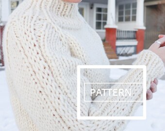 Runway Sweater Knitting Pattern, Bulky Beginner Raglan with Slipped Stitch Details, Chunky Knit Jumper (PDF Pattern)