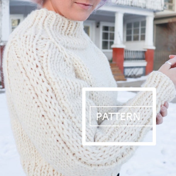KNITTING PATTERN ** Runway Sweater, cozy knit sweater, bulky knit sweater pattern, knit pullover, chunky knit, chunky raglan, fast raglan