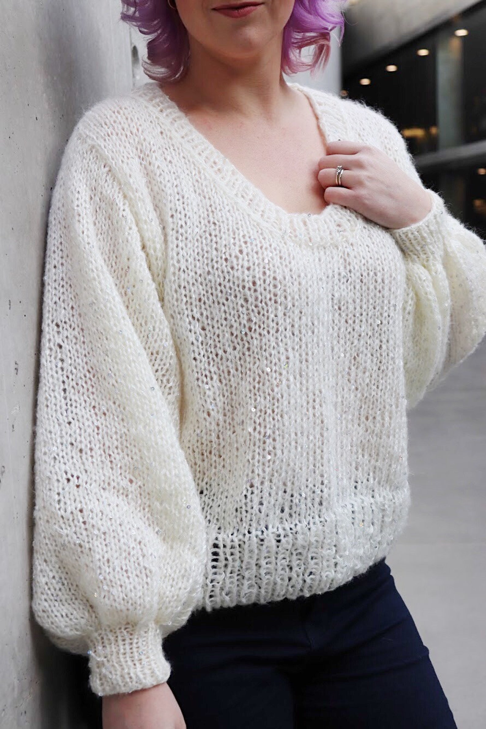 KNITTING PATTERN ** Silverbell Sweater, Beginner Knit Sweater, Holiday