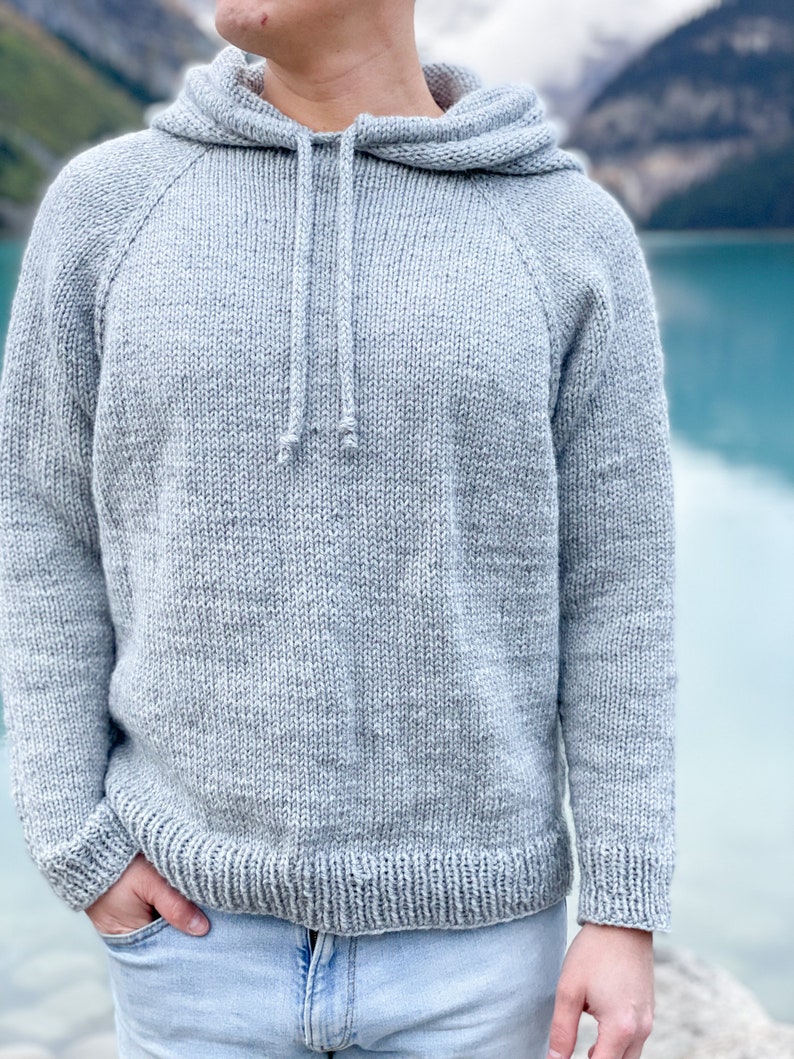 KNITTING PATTERN Hot Toddy Hoodie, mens knit hoodie, unisex knit hoodie, knit hoodie, knit hoodie pattern, worsted knit hoodie image 2