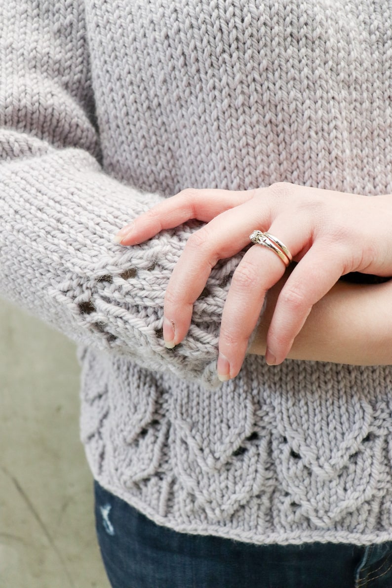 PATTERN ONLY Syngonium Sweater, lace knit sweater, top down sweater with lace, lace knit, knit raglan, intermediate knit sweater, knit image 7