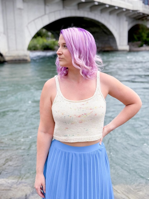 KNITTING PATTERN **dayglow Tank, Knit Spaghetti Strap, Knit Tank 