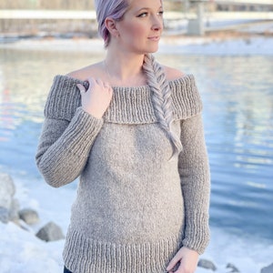 KNITTING PATTERN Cold Shoulder pullover, sexy knit sweater pattern, over the shoulder sweater, off the shoulder sweater knit pattern image 2