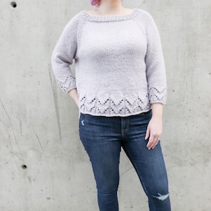 PATTERN ONLY Syngonium Sweater, lace knit sweater, top down sweater with lace, lace knit, knit raglan, intermediate knit sweater, knit image 4