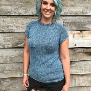 PATTERN ONLY Pocketful of Stitches Tee, knit t-shirt, knit tee, knit shirt, knitting pattern, shirt knit pattern, cotton knit shirt image 2