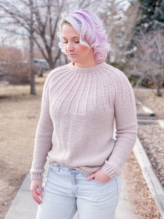 KNITTING PATTERN ** Sunbeam Pullover, Top Down Yoke, Worsted