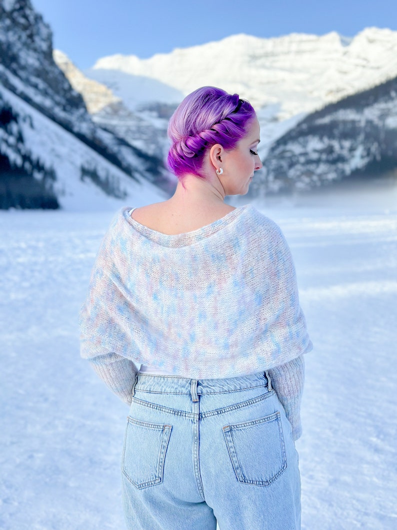 KNITTING PATTERN ** Cloudscape Sweater Scarf, scarf with sleeves, sneed, thneed, textured scarf with sleeves, knit wrap, knit shawl image 9