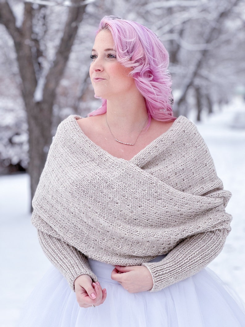 KNITTING PATTERN Snowfall Sweater Scarf, scarf with sleeves, sneed, thneed, textured scarf with sleeves, knit wrap, knit shawl image 8