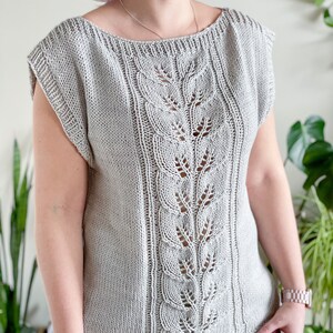 KNITTING PATTERN Botanical tee, knit lace tee, knit top, knit top with lace, boxy knit top, boxy lace top, comfy knit top, lace knit image 10