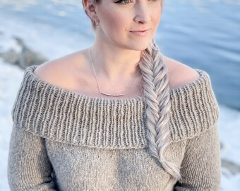 KNITTING PATTERN ** Cold Shoulder Pullover, Sexy Knit Sweater