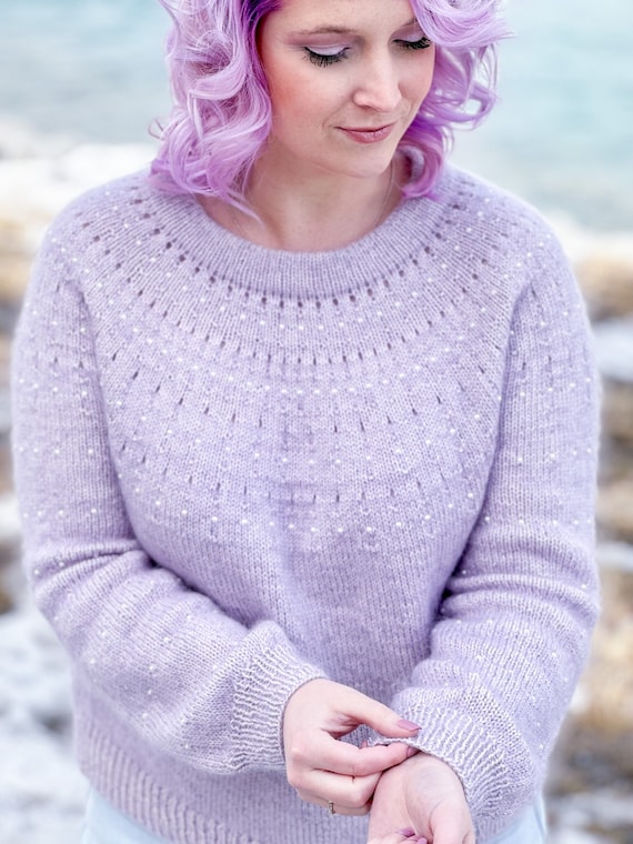 KNITTING PATTERN ** Coquille Pullover, Beaded Knit Sweater KNITTING PATTERN ** Coquille Pullover, Beaded Knit Sweater