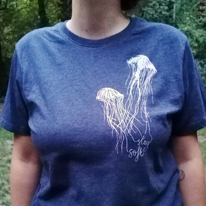 stay soft, fairtrade shirt, recycled, jellyfish, selfcare