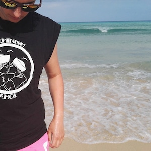 free shipping, fairtrade t-shirt "feminism ahoi", queer, lgbt, feminism