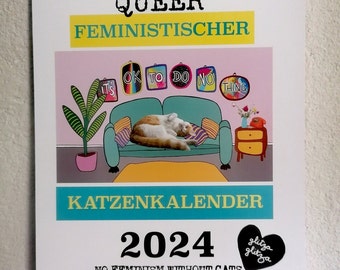 SALE queer feministischer Katzenkalender 2024