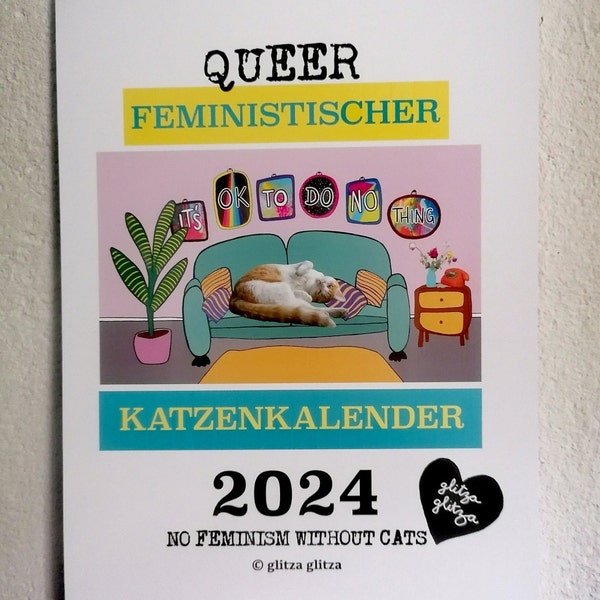 SALE queer feministischer Katzenkalender 2024
