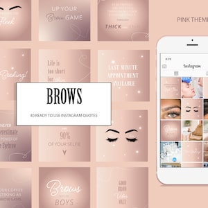 40 Ready To Use Eyebrow Instagram Quotes Beauty Salon Marketing Brows Insta Quotes Beauty Salon Branding - INSTANT DOWNLOAD