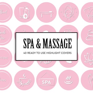 40 Massage & Spa Highlight Instagram Cover Icons. Pink Insta Massage Highlight Cover Icons. Stories Massage Therapist Instagram Covers