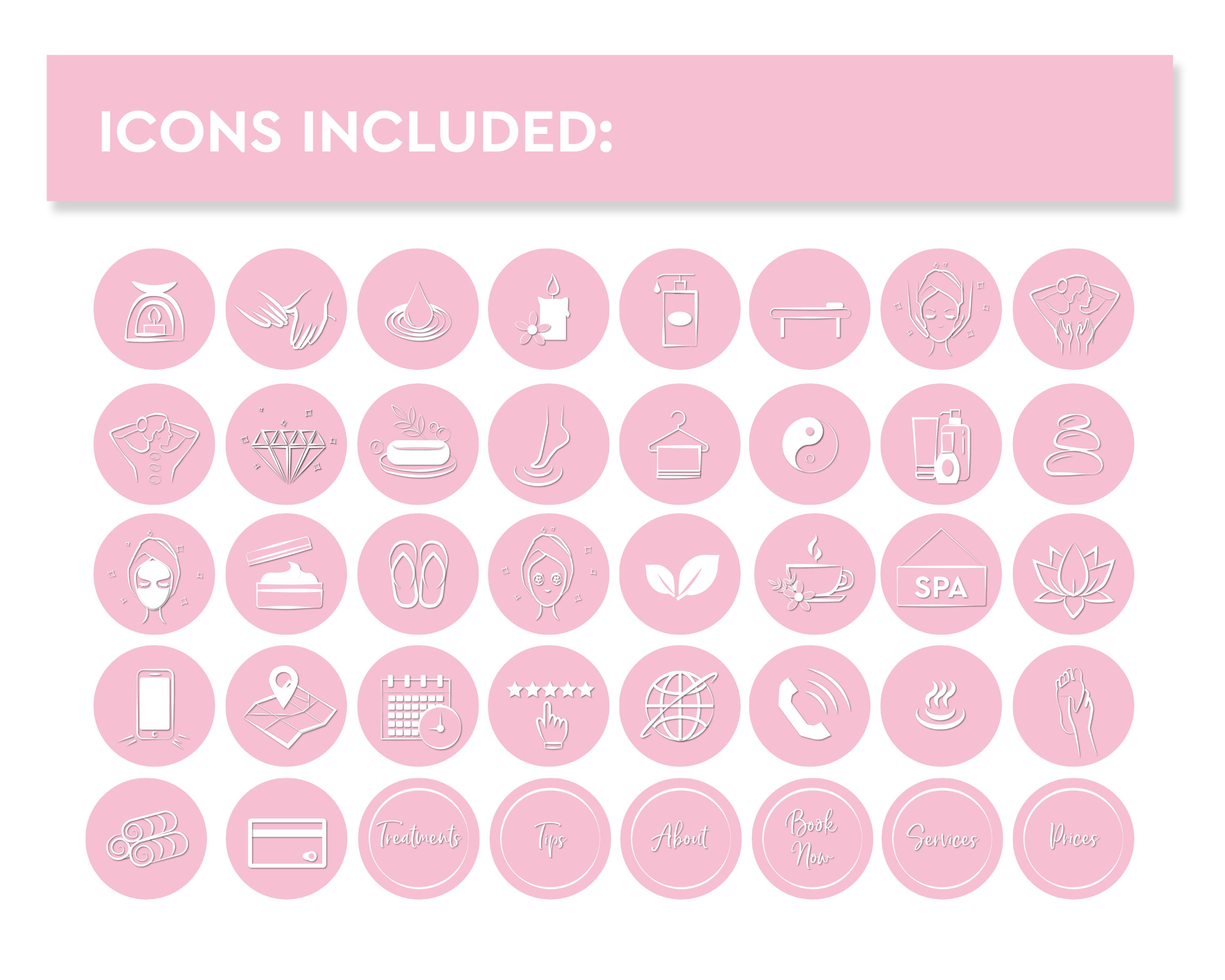 40 Massage & Spa Highlight Instagram Cover Icons. Pink Insta Massage ...