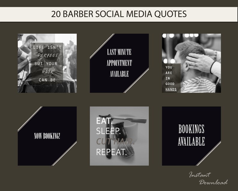 20 Ready To Use Barber Instagram Posts. Barber Shop Instagram Etsy