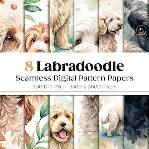 Labradoodle aquarelle transparente motif labradoodle australien papier numérique chien artisanat papier Scrapbooking papiers numérique imprimable chien chien art