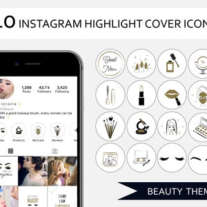 40 Beauty Instagram Highlight Covers. Beautician Insta Stories Highlight Icons. Nail Salon, Makeup Artist Insta Highlight Cover Icons