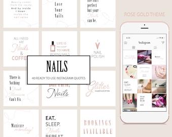 Rose Gold Nail Salon Instagram Quotes – Social Media Posts (Instant Download)