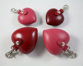Monedero de piel con forma de corazón, el original, monedero de piel dura, llavero y monedero, bolsa de piel, monedero de piel moldeada, monedero de piel con forma de corazón rosa
