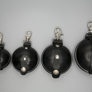 Porte-monnaie rond noir avec clous argentés, ceinture moulée, porte-monnaie rigide, porte-clés en cuir, pochette faite main, porte-monnaie fait main, sacoche