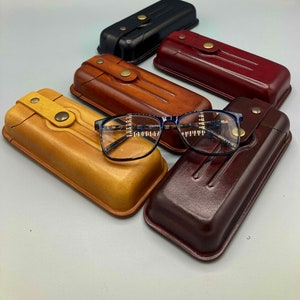 Custodia rigida per occhiali in pelle o custodia per sigari in pelle robusta e durevole, custodia in pelle stampata fatta a mano per uomo e donna, custodia spettacolare per occhiali