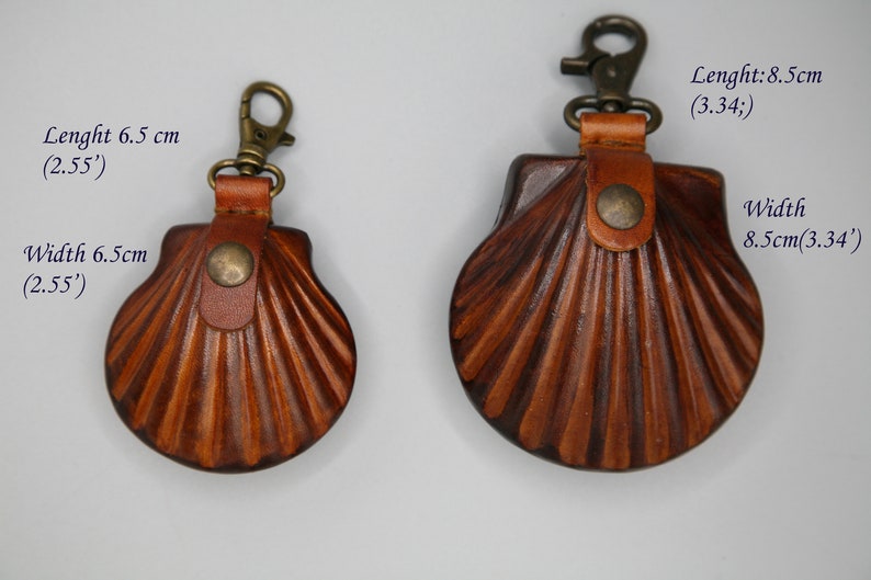 Handmade Leather Shell Coin Purse: Keyring Money Pouch - Etsy