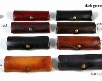 Handmade Moulded Leather Reading Glasses Case: Hard, High Protection