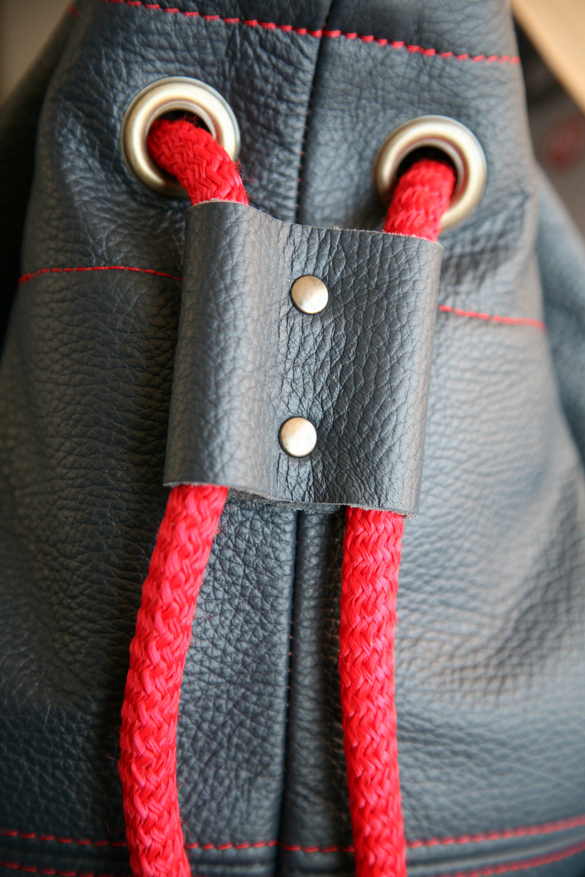 Leather Duffle Bag With Rope Handleleather Gym Bagnavy Blue Etsy UK