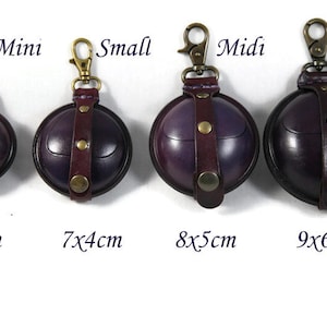 Porte-monnaie rond en cuir violet, fait main, fabriqué à la main, authentique, véritable, moulé, moulé, porte-clés, portefeuille, rigide, qualité, à fixer, homme, femme, pochette