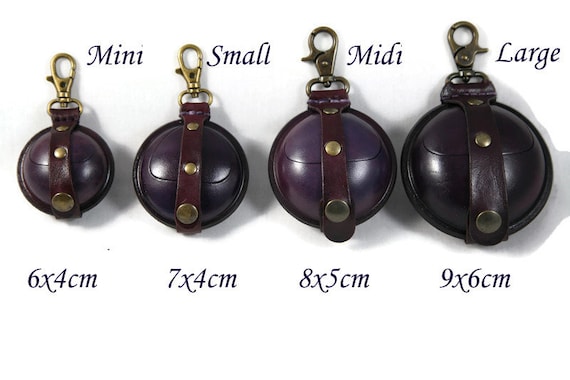 Handmade Purple Leather Coin Purse: Keyring Wallet Pouch