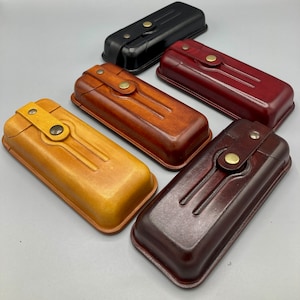 Handmade Hard Leather Eyewear Case: Moulded Leather Pouch image 10