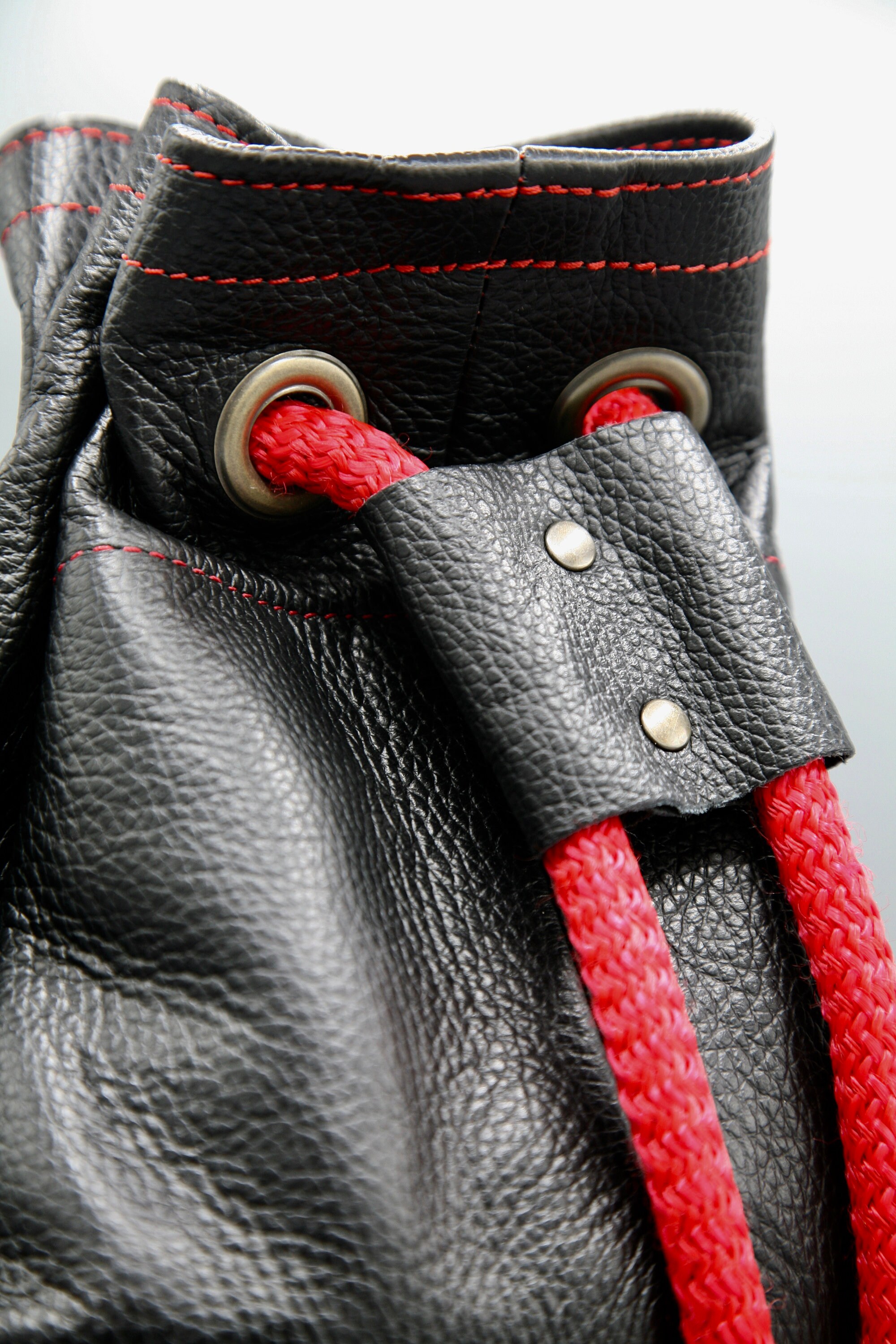 Leather Duffle Bag With Rope Handleleather Gym Bagnavy Blue Etsy UK