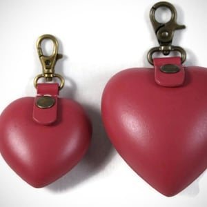 Leather heart coin purse,pink heart,money pouch,keyring,made of leather,moulded,hard leather,genuine,hand crafted,handmade,attachable,rigid
