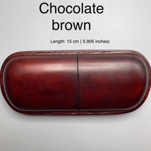 Leather glasses case hard genuine high leather eyewear spectacular pouch for men and women handmade and hand dyed gift for anniversary Chocolate brown