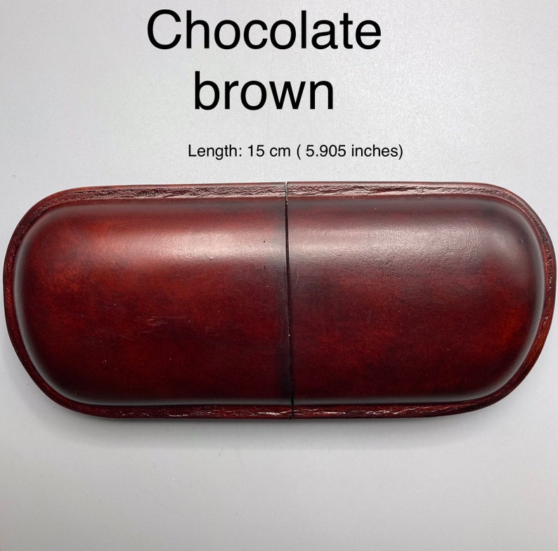 Leather glasses case hard genuine high leather eyewear spectacular pouch for men and women handmade and hand dyed gift for anniversary Chocolate brown