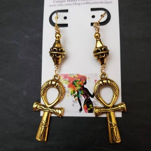 Beautiful Gold Ankh Symbol Earrings.