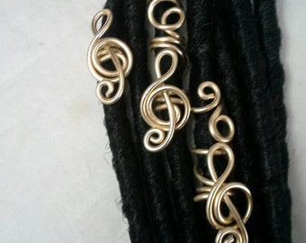 3 Stück Set Treble Clef Dreadlock Schmuck, Haarschmuck, Loc Coils, Dreadlock Schmuck, Dreadlock Perlen, Dread, Wire Loc Schmuck, Geflochtene Perlen