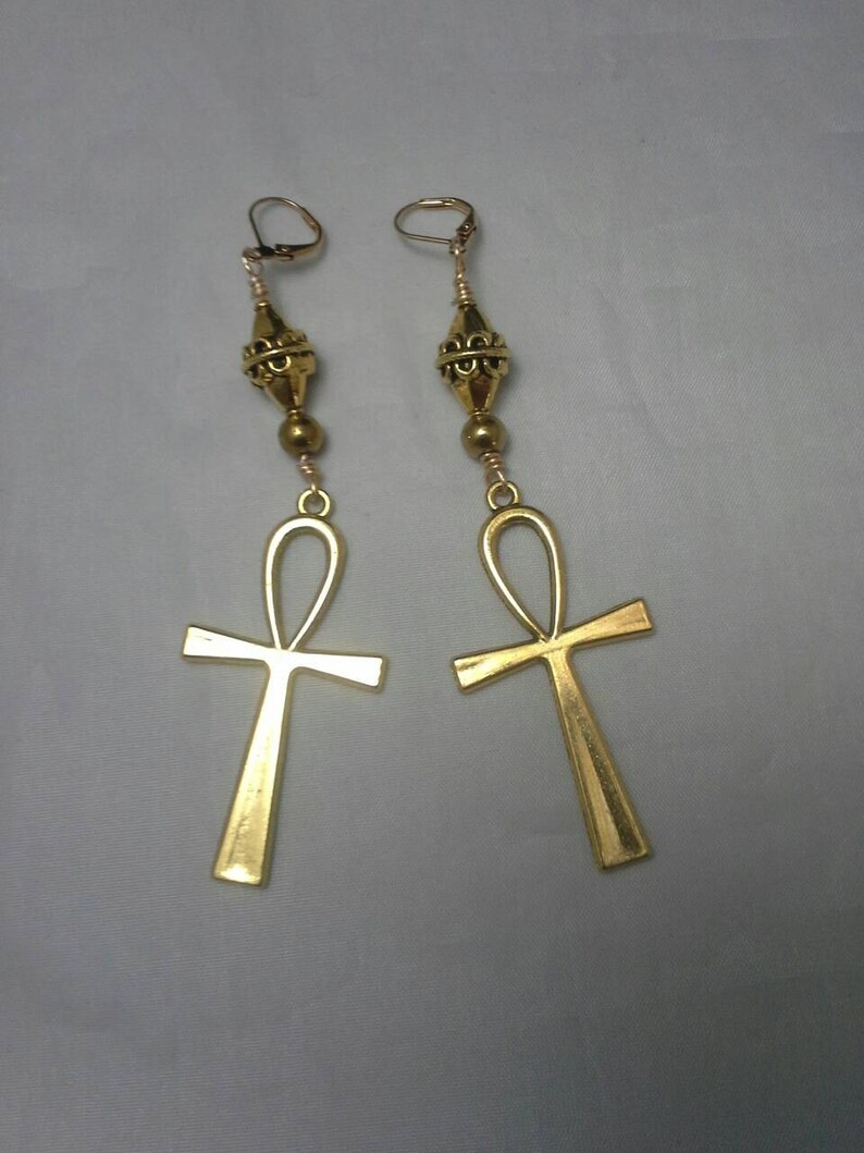 Beautiful Gold Ankh Symbol Earrings. Etsy