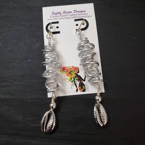 Cowrie Shell Earrings, Silver Earrings, Afrocentric Jewelry, Afrocentric Earrings
