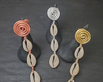 Cowrie Shell Dreadlock Jewelry, Hair Jewelry, Dreadlock Coils, Dreadlock Beads, Dread, Wire  Loc Jewelry,  Braid Beads