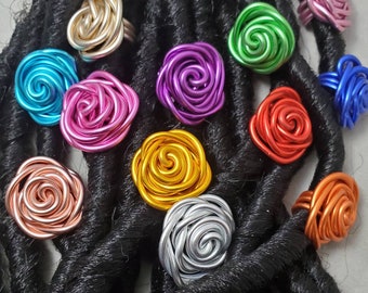 Joyería para rastas Rosebudz, joyería para el cabello, espirales para rastas, joyería para rastas, cuentas para rastas, rastas, joyería para rastas de alambre, cuentas para trenzas