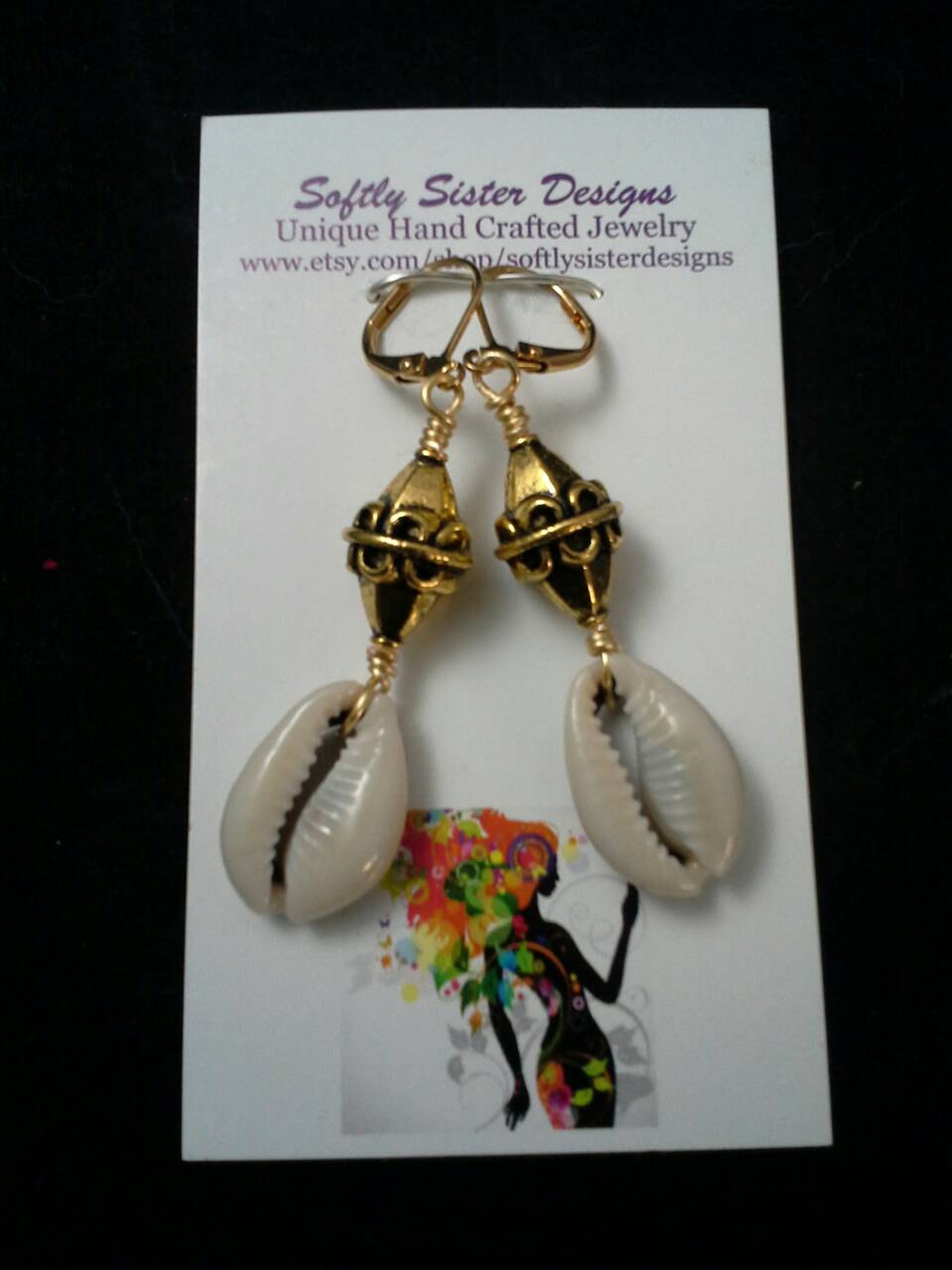 Cowrie Shells Earrings,wire Wrapped Earrings, Dangle Earrings, Wire Art ...