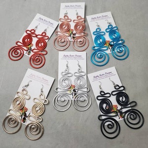 Aluminum Wire Earrings, Wire Earrings, Earrings, Abstract Wire Earrings, Colorful Earrings, Long Earrings, Dangle Earrings, Wire Art