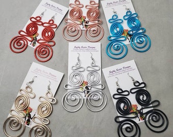 Aluminum Wire Earrings, Wire Earrings, Earrings, Abstract Wire Earrings, Colorful Earrings, Long Earrings, Dangle Earrings, Wire Art