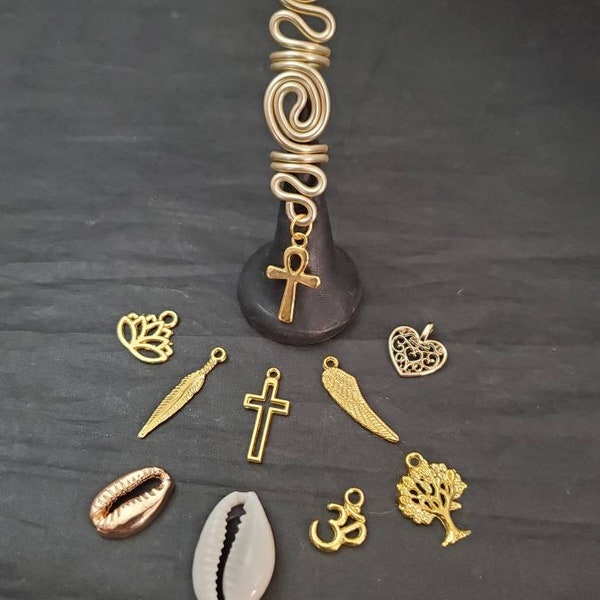 Choose Your Charm Gold, Loc Jewelry, Hair Jewelry, Dreadlock Cuff, Dreadlock Beads, Dread Coil, Dreadlock Jewelry, Loc Beads, Braid Beads